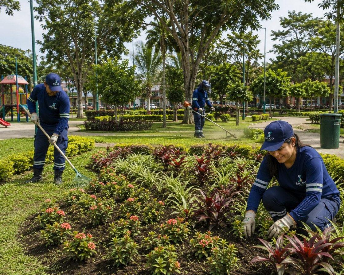 Parque de Bucaramanga mantenido por las cuadrillas de Silco
